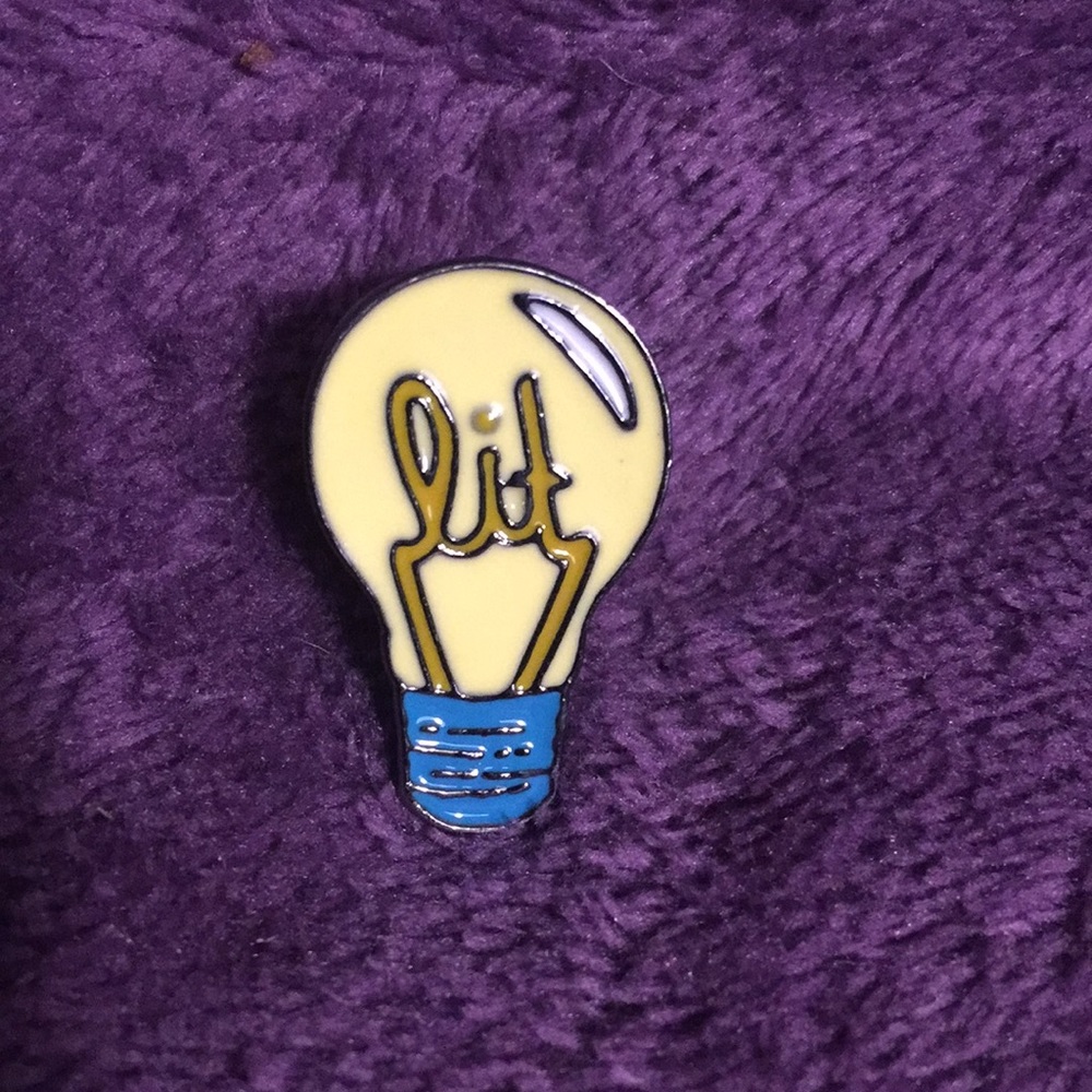 Cute “Lit” Lightbulb Pin Brooch